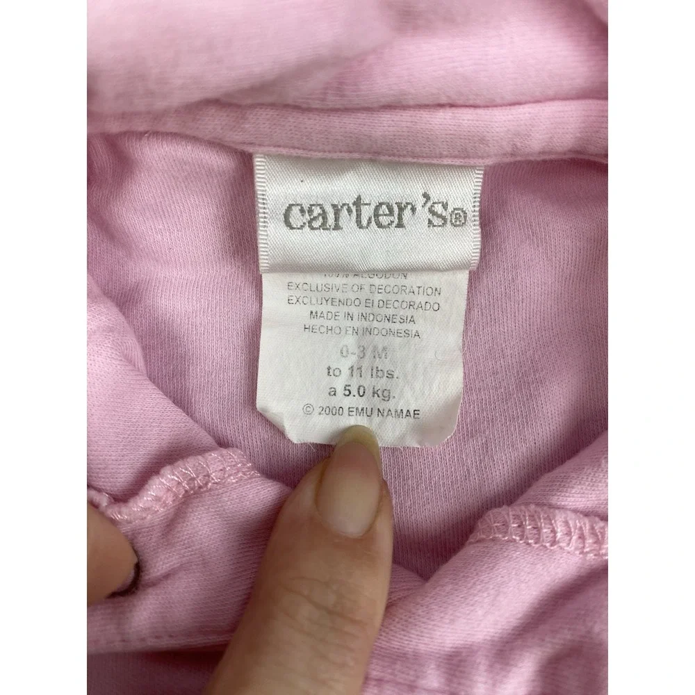 Vintage Carter's Pink Embroidered Butterfly Footie Pajamas Size 0-3‎ Months